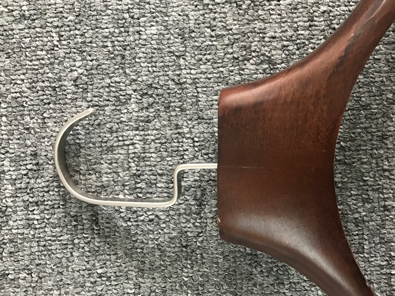 product-Dark Brown Wooden Coat Hanger With Flat Metal Hook For Garment-LEEVANS-img