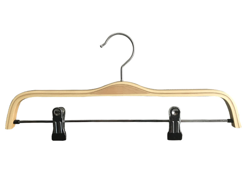 Factory Directly Sales Plywood Garment Hanger With Metal Clips