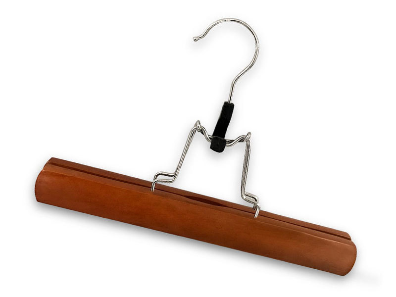 Good Quality Brown Wooden Clamp Hanger For Pants With Extension Hook