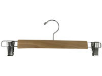 Natural Finish Wooden Pant Skirt Hangers with 2 Pieces Adjustable Anti-Rust Clips