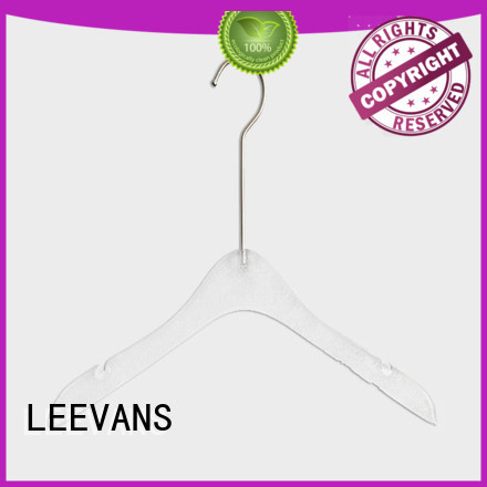 LEEVANS custom acrylic hangers with gold hook lucite for casuals