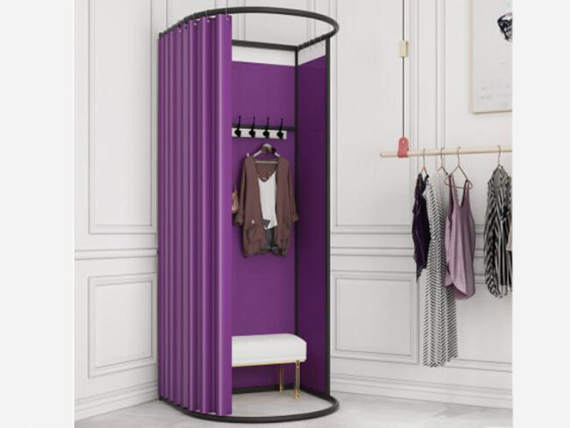 Clothing Store Metal Portable Fitting Room Movable Golden Dressing Room, Portable Fitting Room