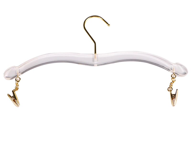 White / Clear Acrylic Hanger With Two Clips On The Bottom For Underwear