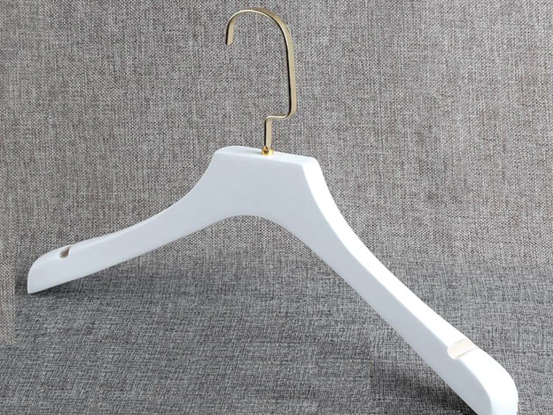 White Wooden Hanger With Gold Hook, Black Hook