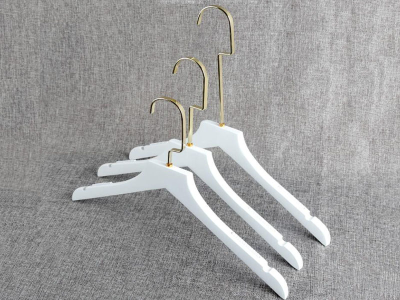 product-LEEVANS-White Wooden Hanger With Gold Hook, Black Hook-img