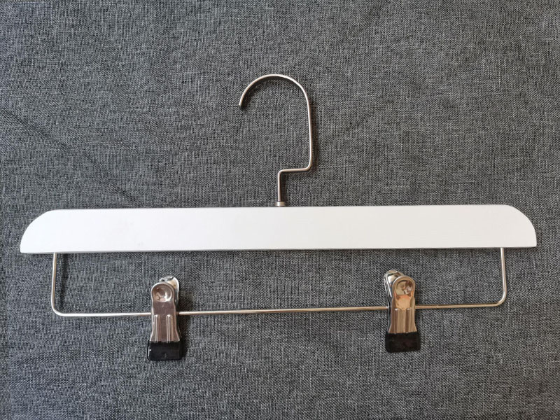 White Color Wooden Coat Hanger With Two Clips | Leevans