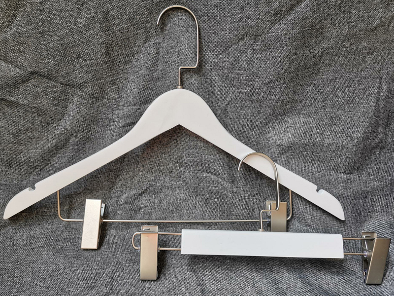 Luxury Wooden White Hanger With Clips