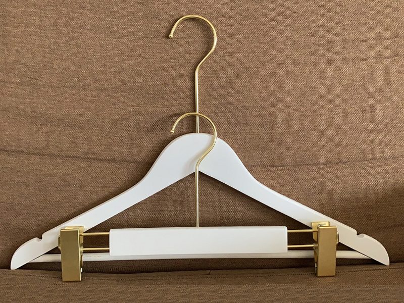 Luxury Wooden White Hanger With Clips