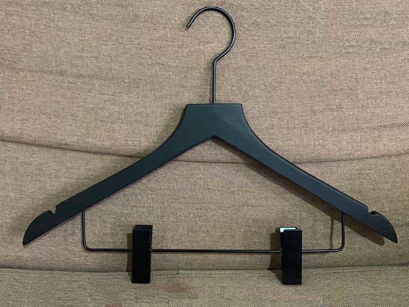 product-LEEVANS-Black Wooden Hanger With Slot Without Slot , Shopping bag ,tissue paper and sticker