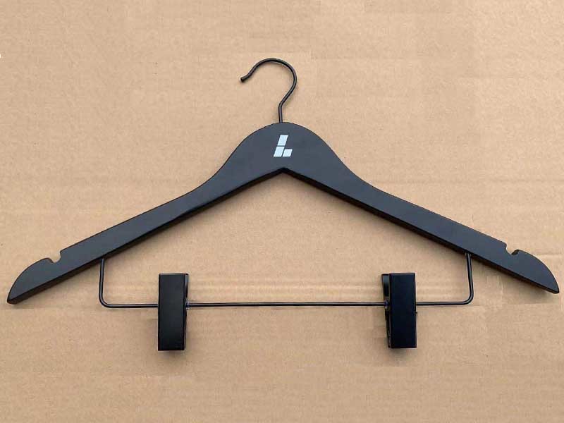 Top Hanger , Black Grey Color Coat Wood Hanger For Bedroom Or Shop