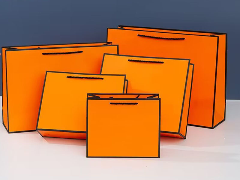 product-Paper bag with custom logo , Orange color bag-LEEVANS-img