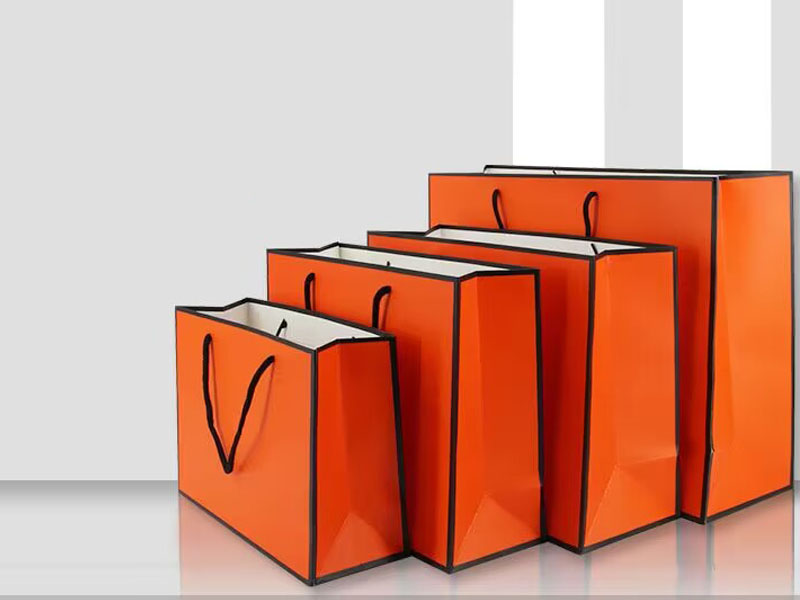 product-LEEVANS-Paper bag with custom logo , Orange color bag-img