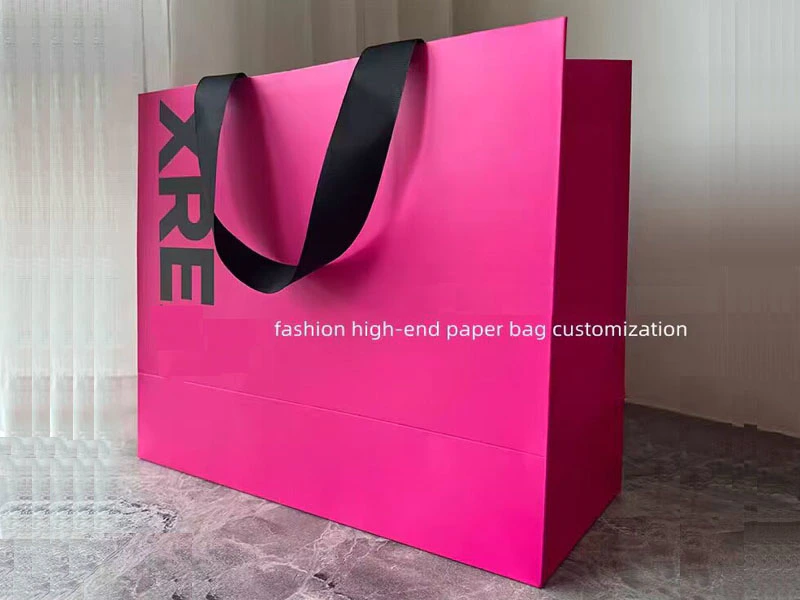 Deep pink paper bag ,custom paper bag ,shopping bag with logo