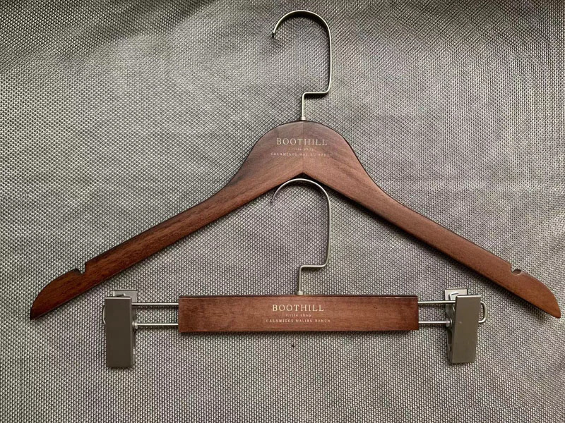 Nut-brown hanger with custom logo ,brown wooden hanger