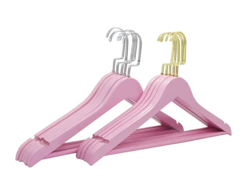 Customized pink wooden hanger for clothes